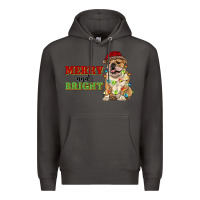 Smoke merry and bright english bulldog Premium Hoodie - RanaPortraitStore