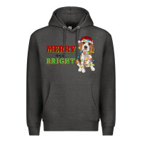 Charcoal Heather merry and bright beagle Premium Hoodie - RanaPortraitStore