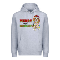 Heather Grey merry and bright beagle Premium Hoodie - RanaPortraitStore