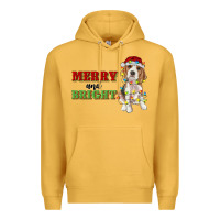Mustard merry and bright beagle Premium Hoodie - RanaPortraitStore