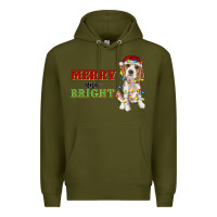 Army Green merry and bright beagle Premium Hoodie - RanaPortraitStore