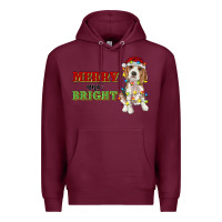 Burgundy merry and bright beagle Premium Hoodie - RanaPortraitStore