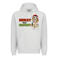 Dove Grey merry and bright beagle Premium Hoodie - RanaPortraitStore