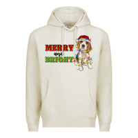 Oatmeal Heather merry and bright beagle Premium Hoodie - RanaPortraitStore