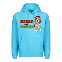 Ocean Blue merry and bright beagle Premium Hoodie - RanaPortraitStore