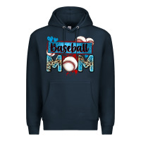 Navy baseball mom with leopard Premium Hoodie - Zillion Design Studio