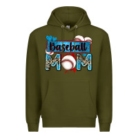 Army Green baseball mom with leopard Premium Hoodie - Zillion Design Studio