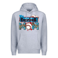 Heather Grey baseball mom with leopard Premium Hoodie - Zillion Design Studio