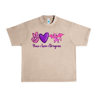 French Oak Peace Love Dragons Urban Heavy Tee - RanaPortraitStore