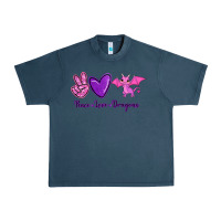 Midnight Navy Peace Love Dragons Urban Heavy Tee - RanaPortraitStore
