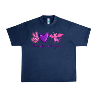 Navy Peace Love Dragons Urban Heavy Tee - RanaPortraitStore