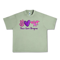 Oil Green Peace Love Dragons Urban Heavy Tee - RanaPortraitStore