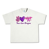 Pistachio Peace Love Dragons Urban Heavy Tee - RanaPortraitStore