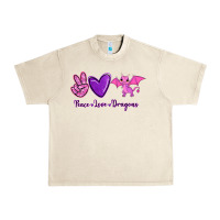 Sandshell Peace Love Dragons Urban Heavy Tee - RanaPortraitStore