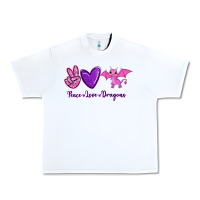 White Peace Love Dragons Urban Heavy Tee - RanaPortraitStore