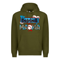 Army Green baseball mama with leopard Premium Hoodie - Zillion Design Studio