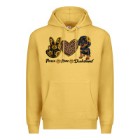 Antique Gold peace love dachshund Premium Hoodie - RanaPortraitStore