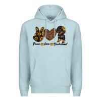 Blue Mist peace love dachshund Premium Hoodie - RanaPortraitStore