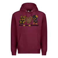 Burgundy peace love dachshund Premium Hoodie - RanaPortraitStore