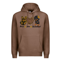 Chestnut peace love dachshund Premium Hoodie - RanaPortraitStore