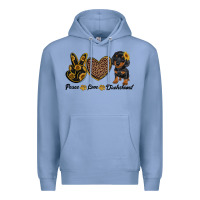 Colony Blue peace love dachshund Premium Hoodie - RanaPortraitStore
