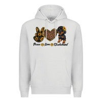 Dove Grey peace love dachshund Premium Hoodie - RanaPortraitStore
