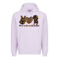 Lilac peace love dachshund Premium Hoodie - RanaPortraitStore