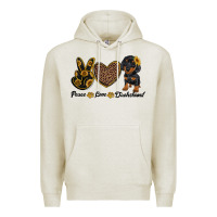 Oatmeal Heather peace love dachshund Premium Hoodie - RanaPortraitStore