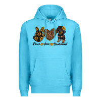 Ocean Blue peace love dachshund Premium Hoodie - RanaPortraitStore