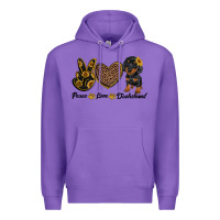 Purple peace love dachshund Premium Hoodie - RanaPortraitStore