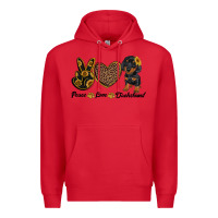 Red peace love dachshund Premium Hoodie - RanaPortraitStore