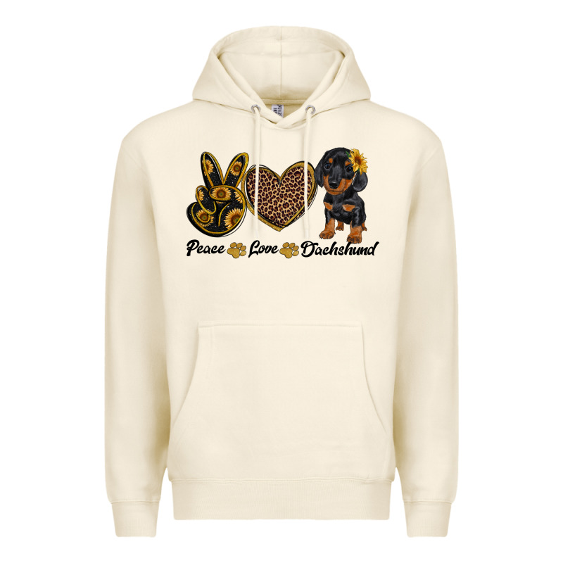 Peace Love Dachshund Premium Hoodie by RanaPortraitStore | Teevron