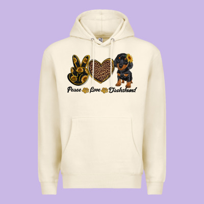 Peace Love Dachshund Premium Hoodie Designed By Ranaportraitstore