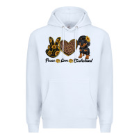 White peace love dachshund Premium Hoodie - RanaPortraitStore
