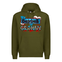 Army Green baseball granny with leopard Premium Hoodie - Zillion Design Studio