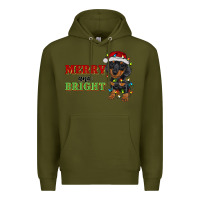 Army Green merry and bright dachshund Premium Hoodie - RanaPortraitStore