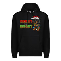 Black merry and bright dachshund Premium Hoodie - RanaPortraitStore