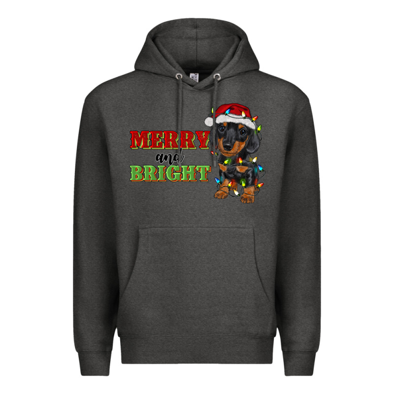 Merry And Bright Dachshund Premium Hoodie by RanaPortraitStore | Teevron