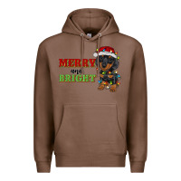 Chestnut merry and bright dachshund Premium Hoodie - RanaPortraitStore