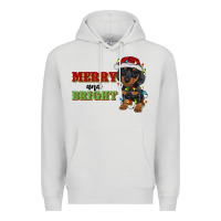 Dove Grey merry and bright dachshund Premium Hoodie - RanaPortraitStore