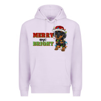 Lilac merry and bright dachshund Premium Hoodie - RanaPortraitStore