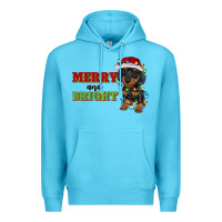 Ocean Blue merry and bright dachshund Premium Hoodie - RanaPortraitStore