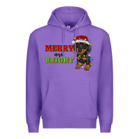 Purple merry and bright dachshund Premium Hoodie - RanaPortraitStore