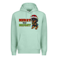 Seafoam merry and bright dachshund Premium Hoodie - RanaPortraitStore