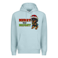 Blue Mist merry and bright dachshund Premium Hoodie - RanaPortraitStore