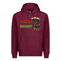 Burgundy merry and bright dachshund Premium Hoodie - RanaPortraitStore