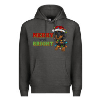 Charcoal Heather merry and bright dachshund Premium Hoodie - RanaPortraitStore