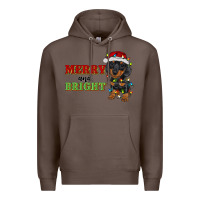 Coffee merry and bright dachshund Premium Hoodie - RanaPortraitStore