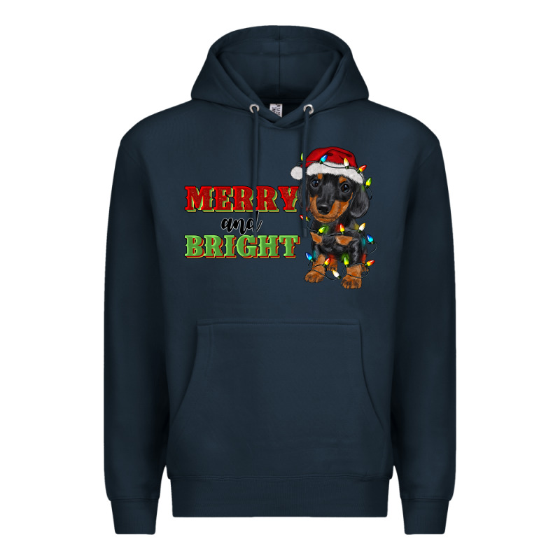 Merry And Bright Dachshund Premium Hoodie by RanaPortraitStore | Teevron