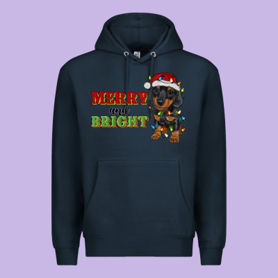 Merry And Bright Dachshund Premium Hoodie Designed By Ranaportraitstore